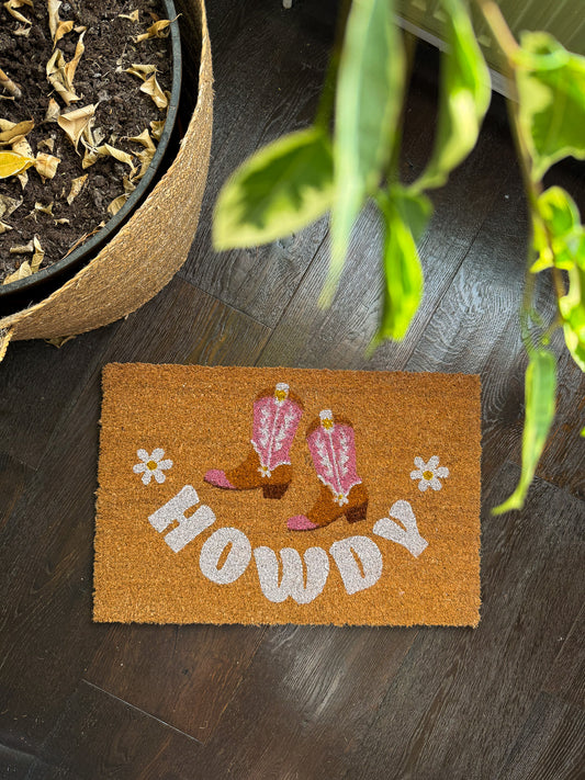 Howdy, Cowboy Boots Mat