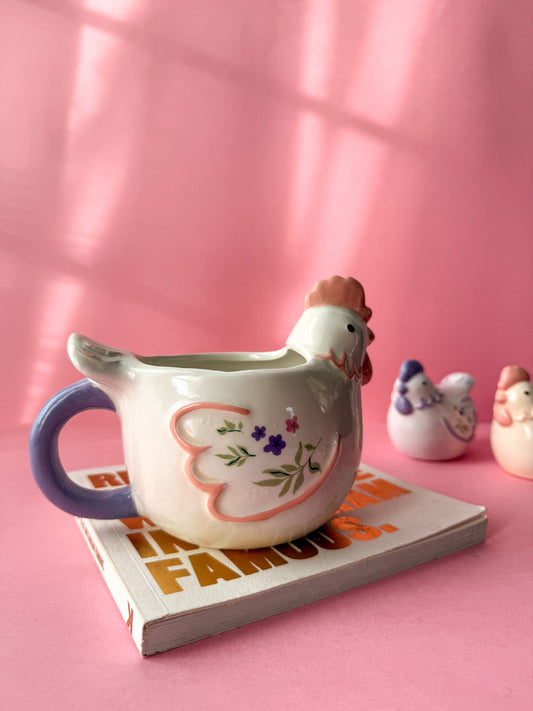 Floral Hen Chicken Shaped Mug