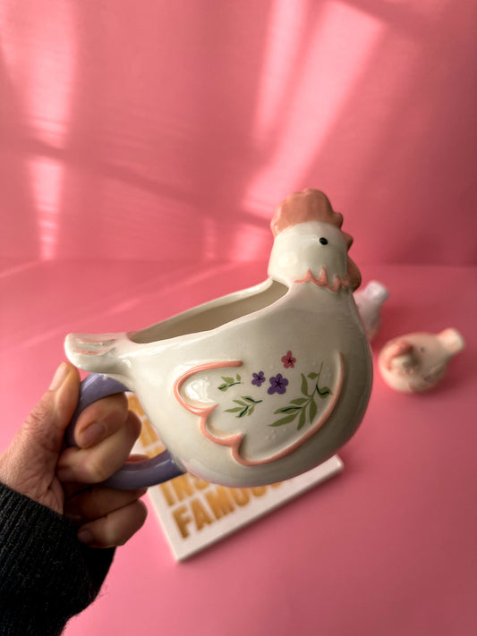 Floral Hen Chicken Shaped Mug