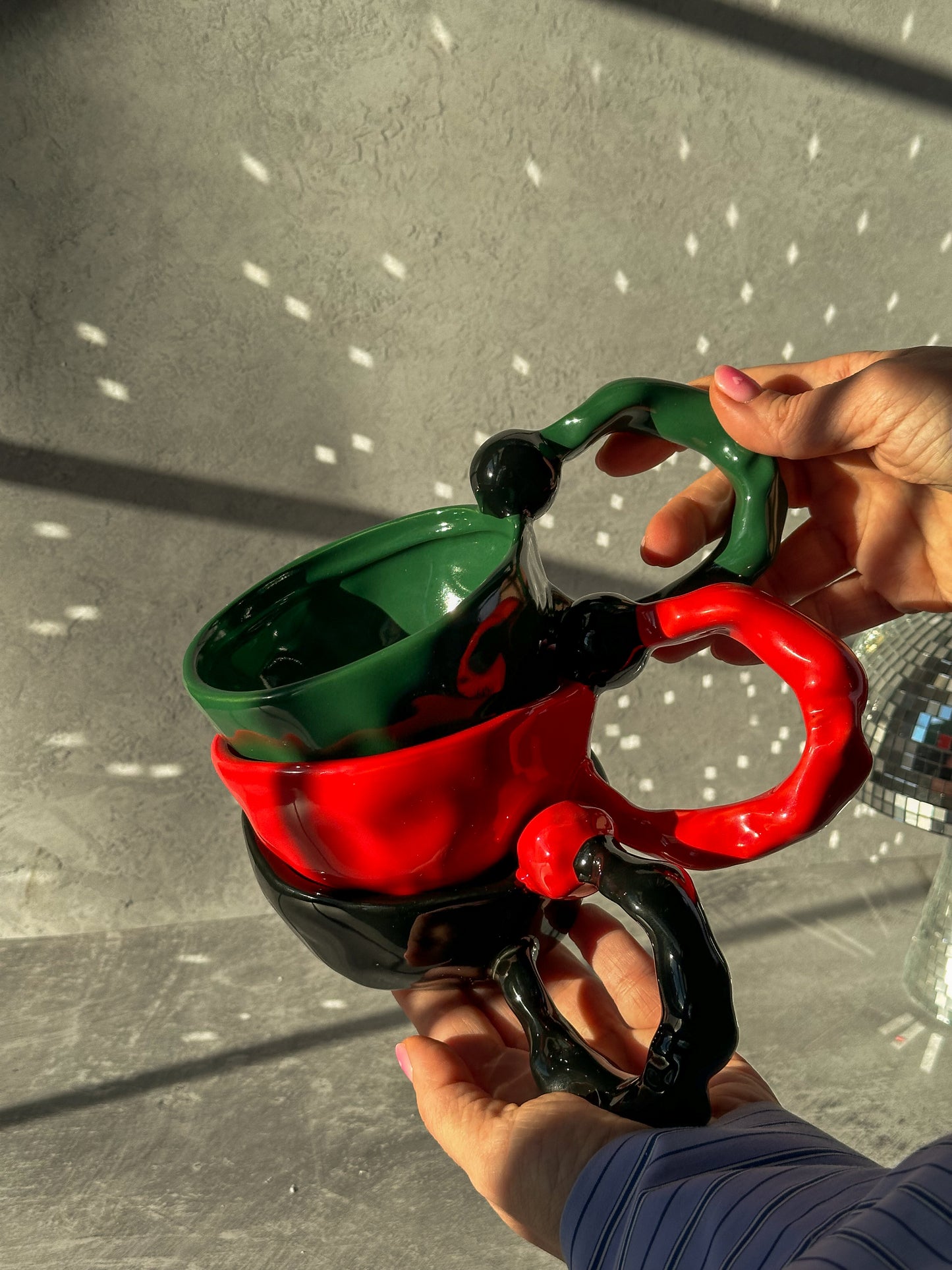 Holding Irregular Coffee Mug with a Large Handles