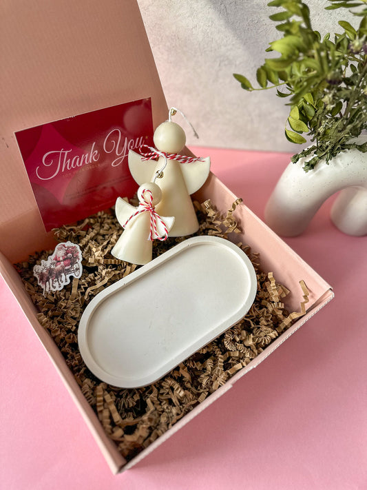 Angel Christmas Candles & Trinket Tray Gift Set
