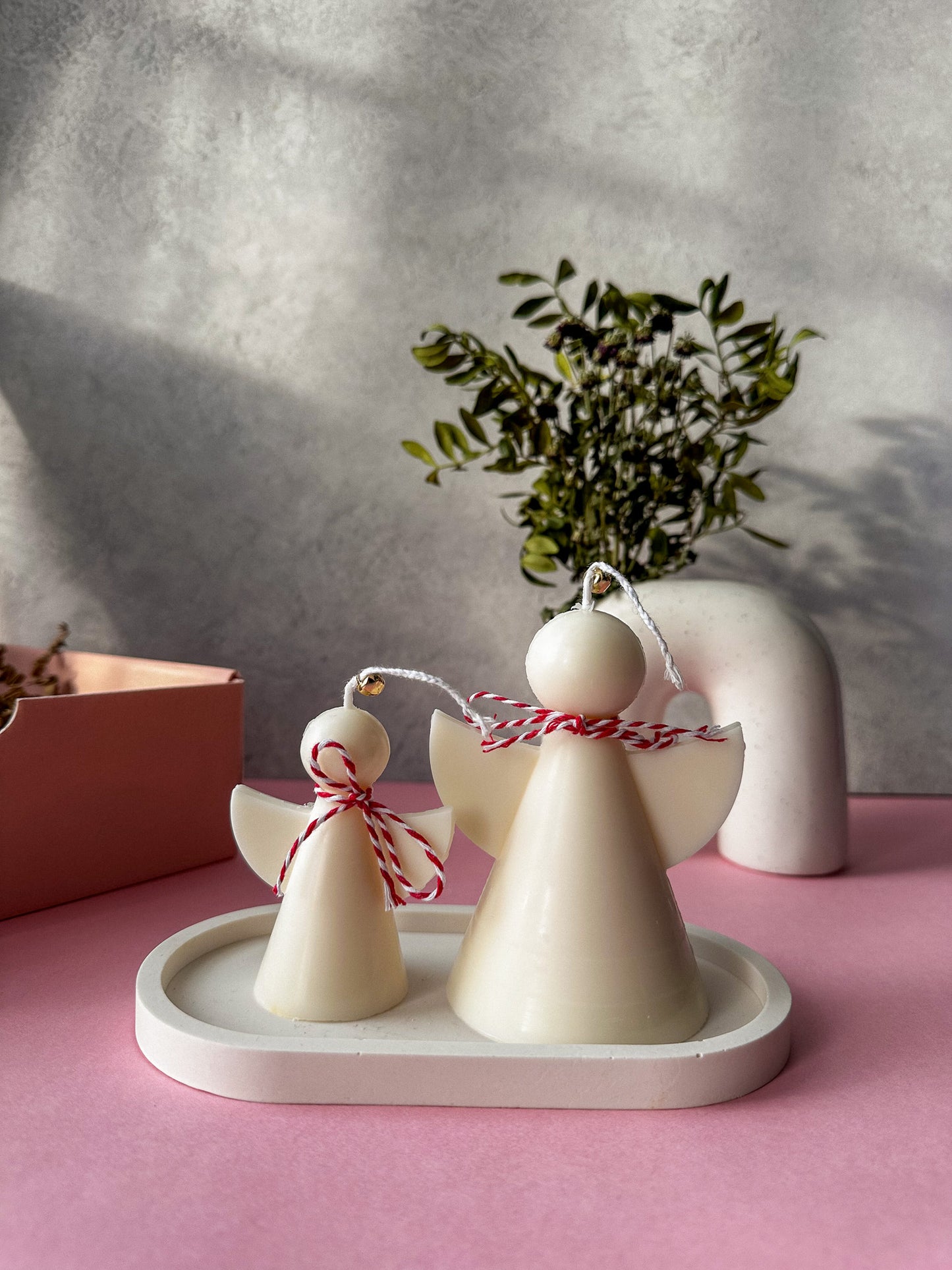 Angel Christmas Candles & Trinket Tray Gift Set