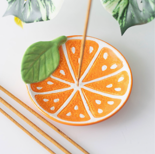 Orange Slice Ceramic Incense Holder Plate