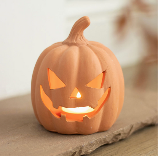 Terracotta Pumpkin Lantern – 12.5cm