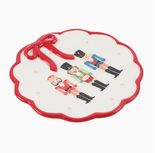 Nutcracker Christmas Trinket Dish with Bow