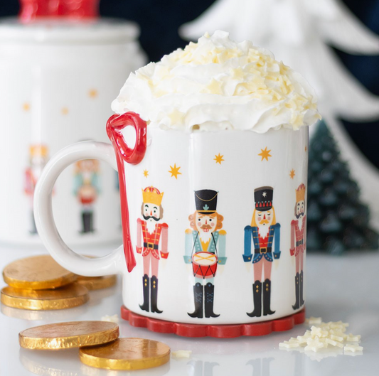 Nutcracker Print Christmas Mug with Bow – 500ml