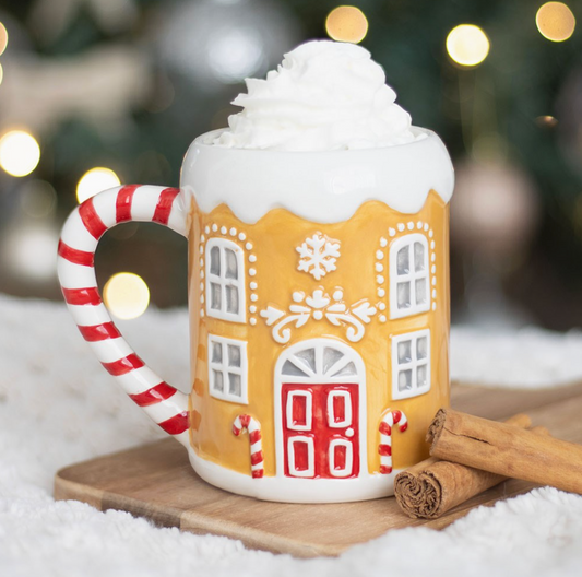 Candy Cane Gingerbread House Christmas Mug – 500ml
