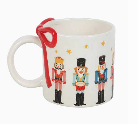 Nutcracker Print Christmas Mug with Bow – 500ml