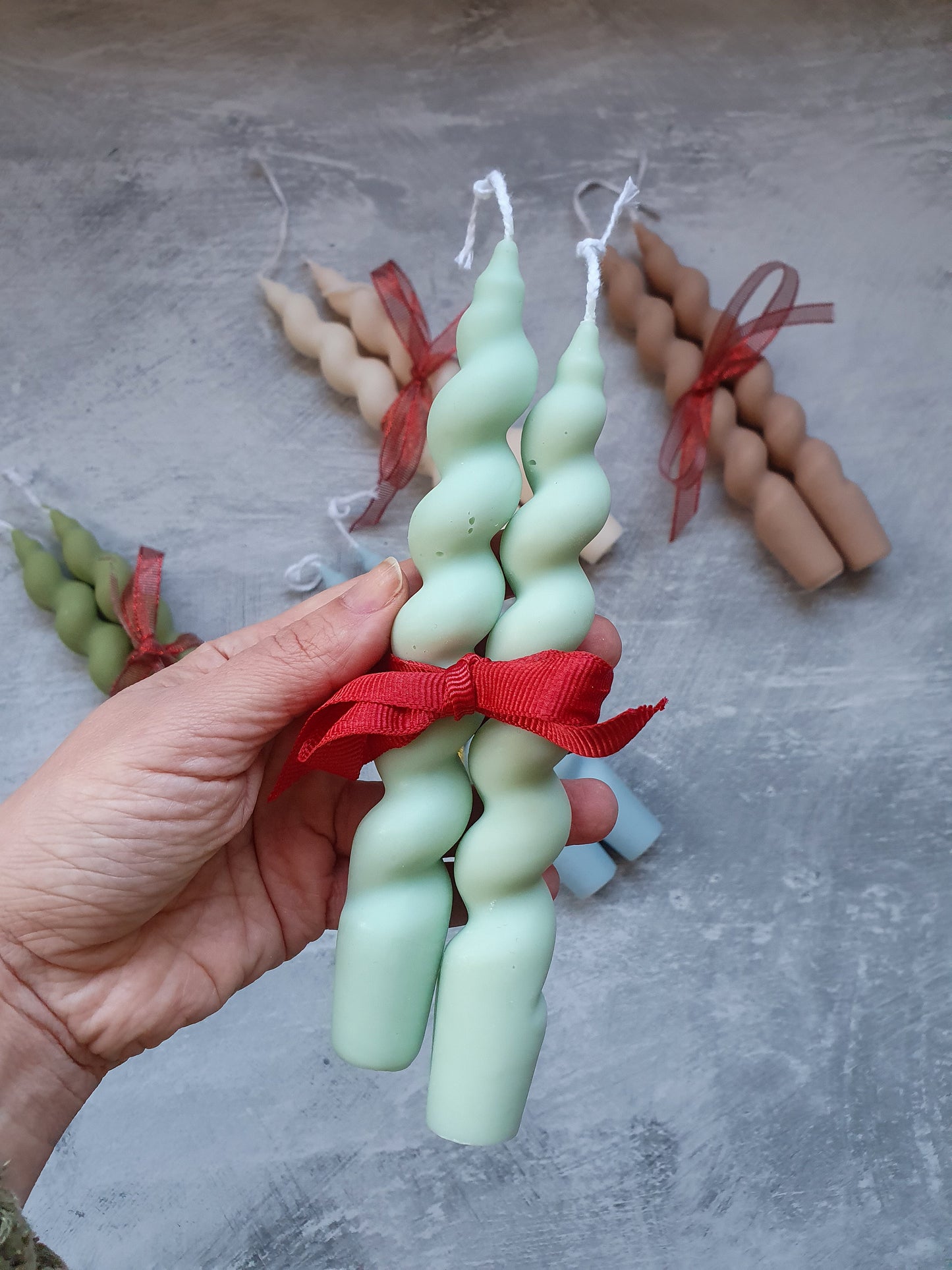 Set of Two Spiral Taper Candles