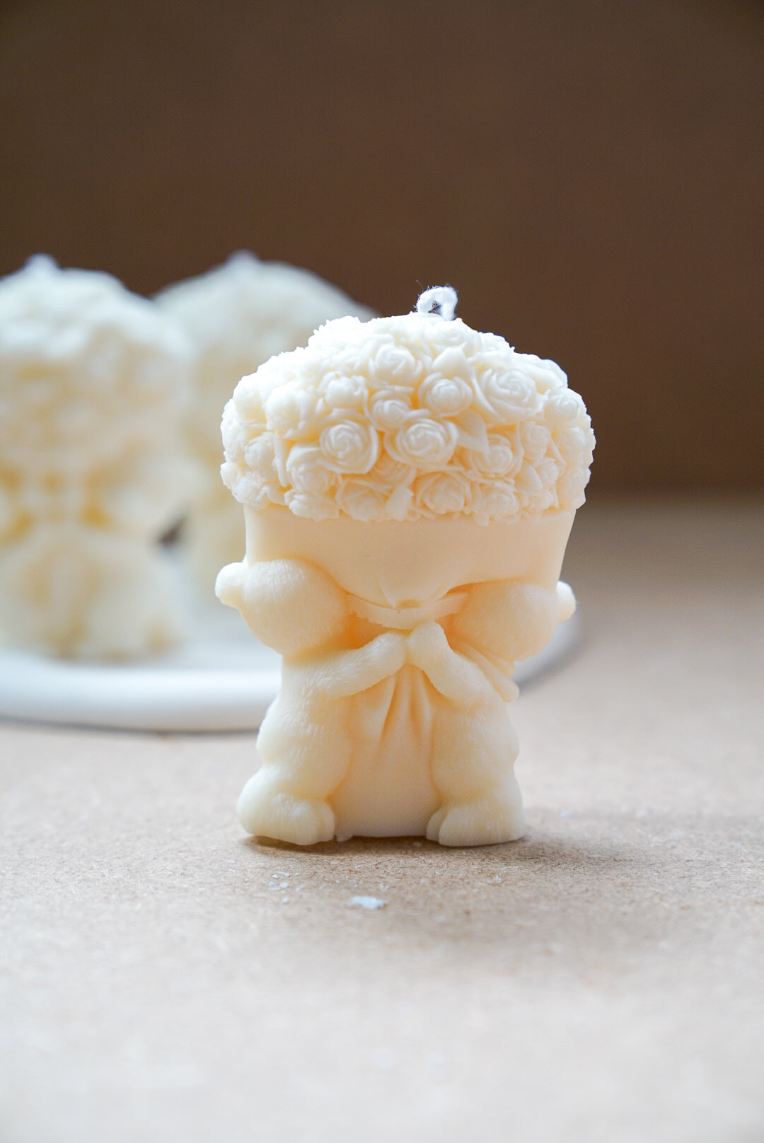 Teddy Bear Flowers Candle