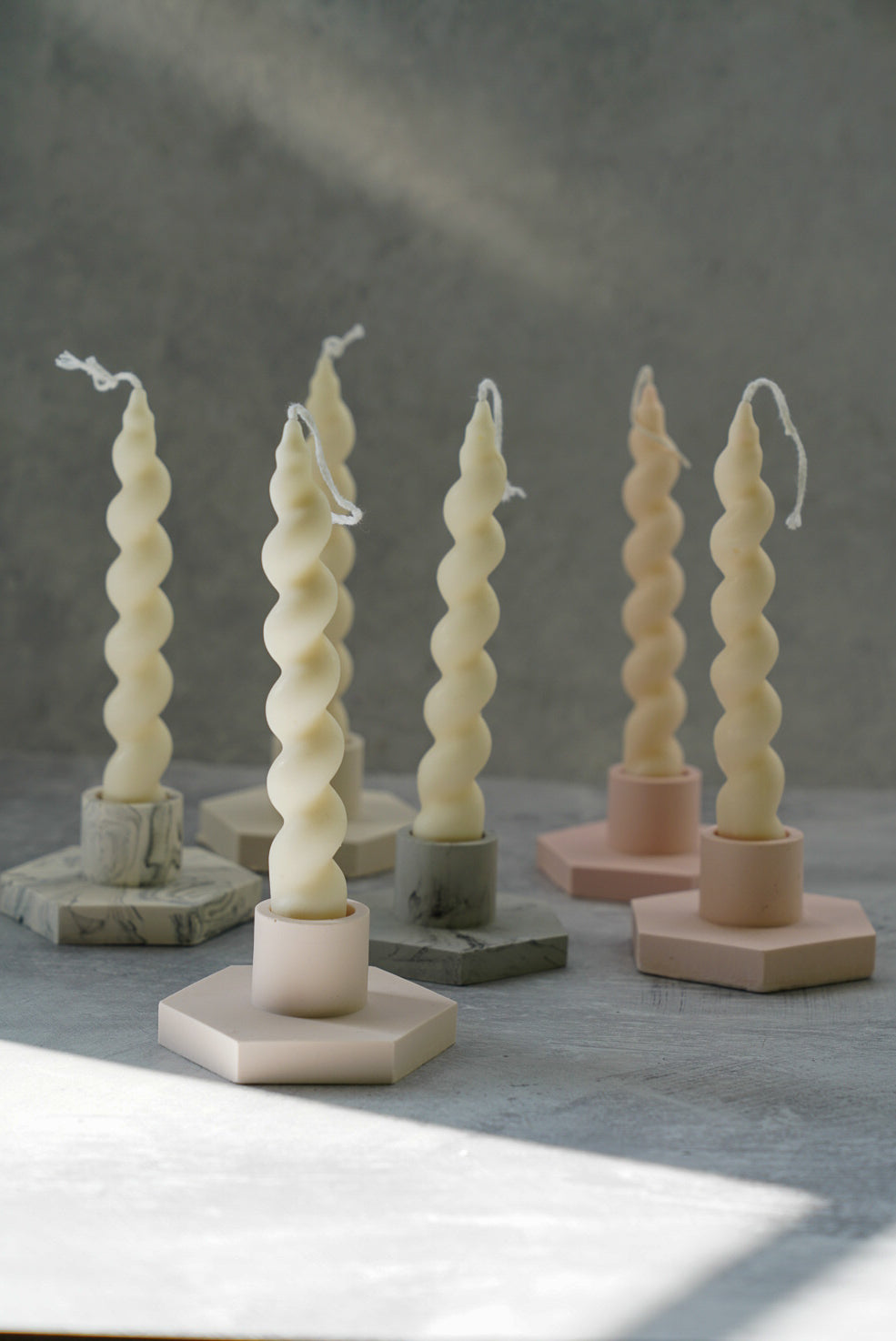 Set of Two Spiral Taper Candles
