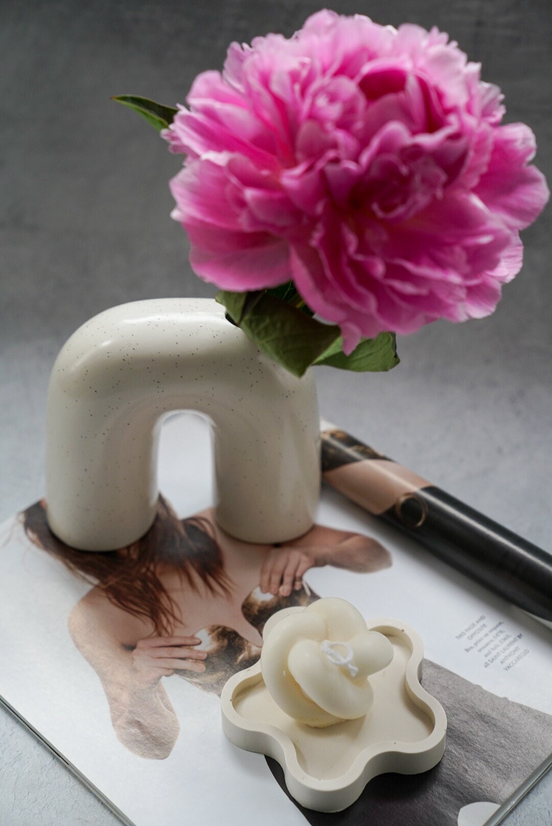 Knot Candle Peony on the background.