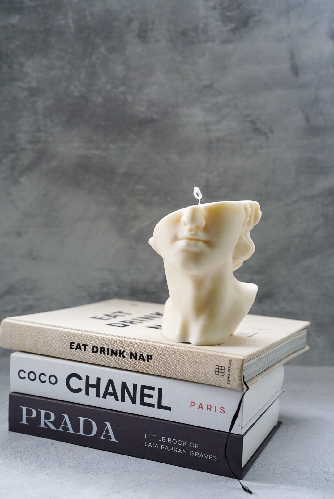 Half David Head Statue Candle