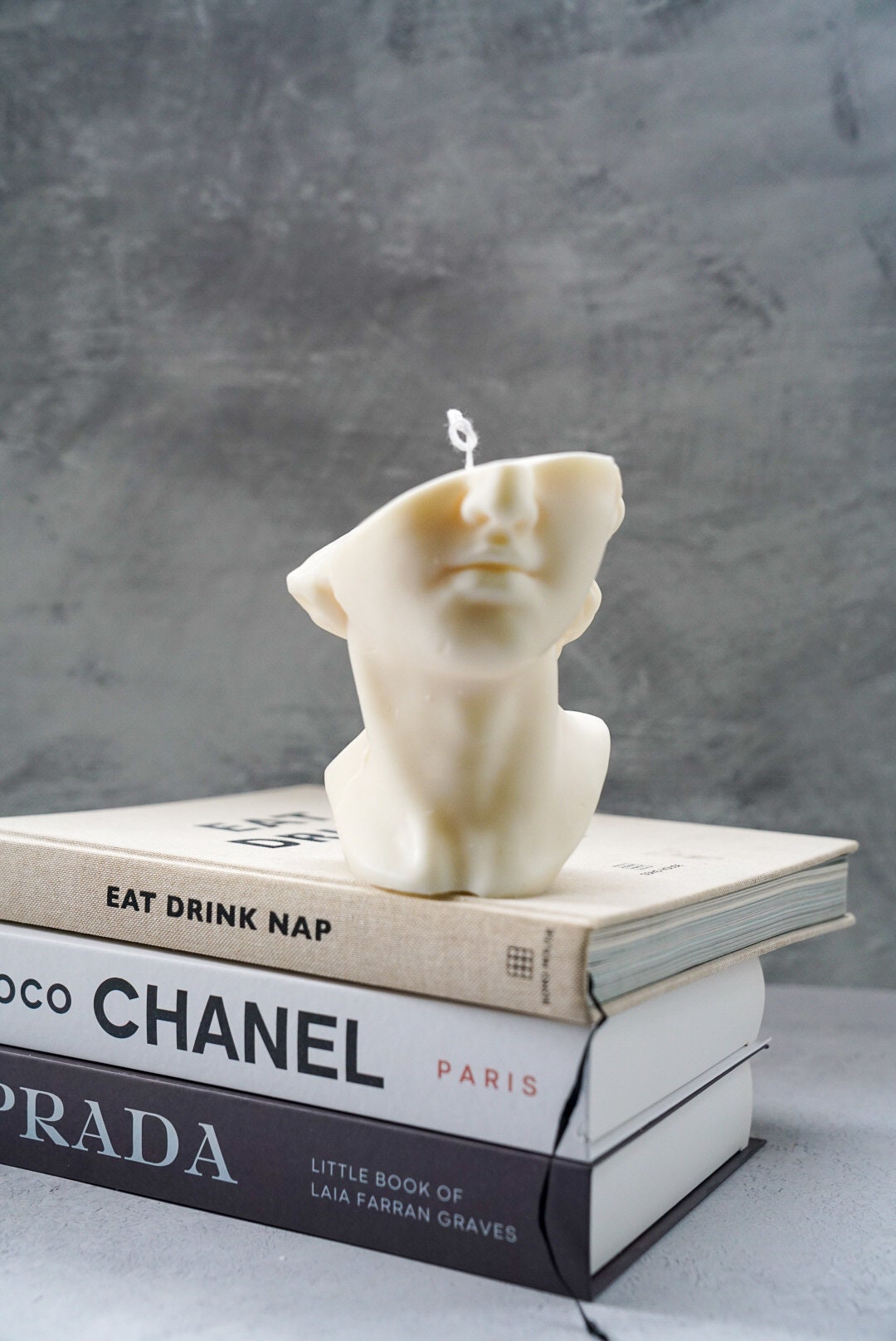 Half David Head Statue Candle