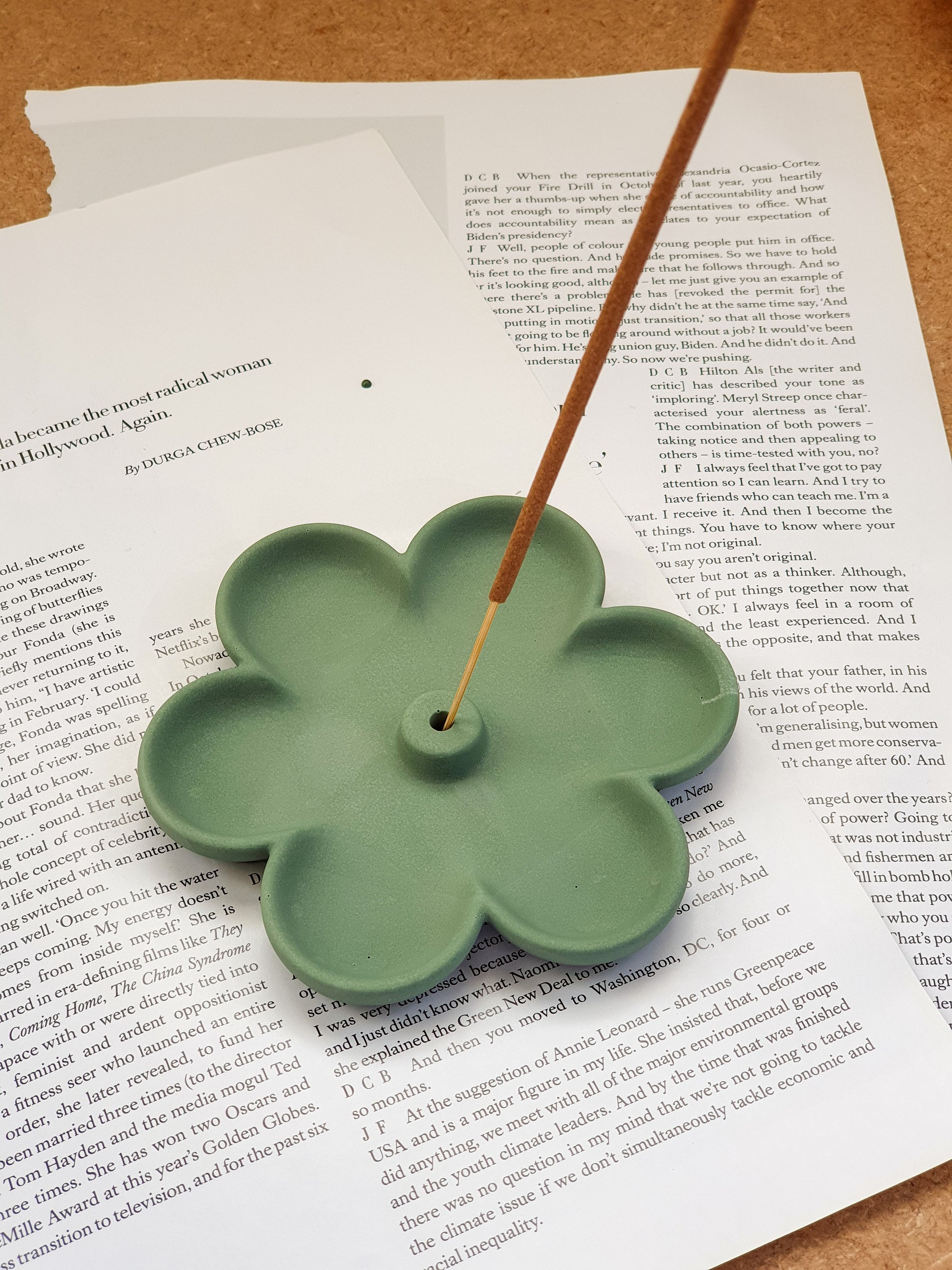 Zen Green Flower Shaped Incense Holder