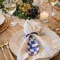 Handmade Oyster Shell Napkin Rings, Blue White Check Coastal Table Decor (Set of 2)