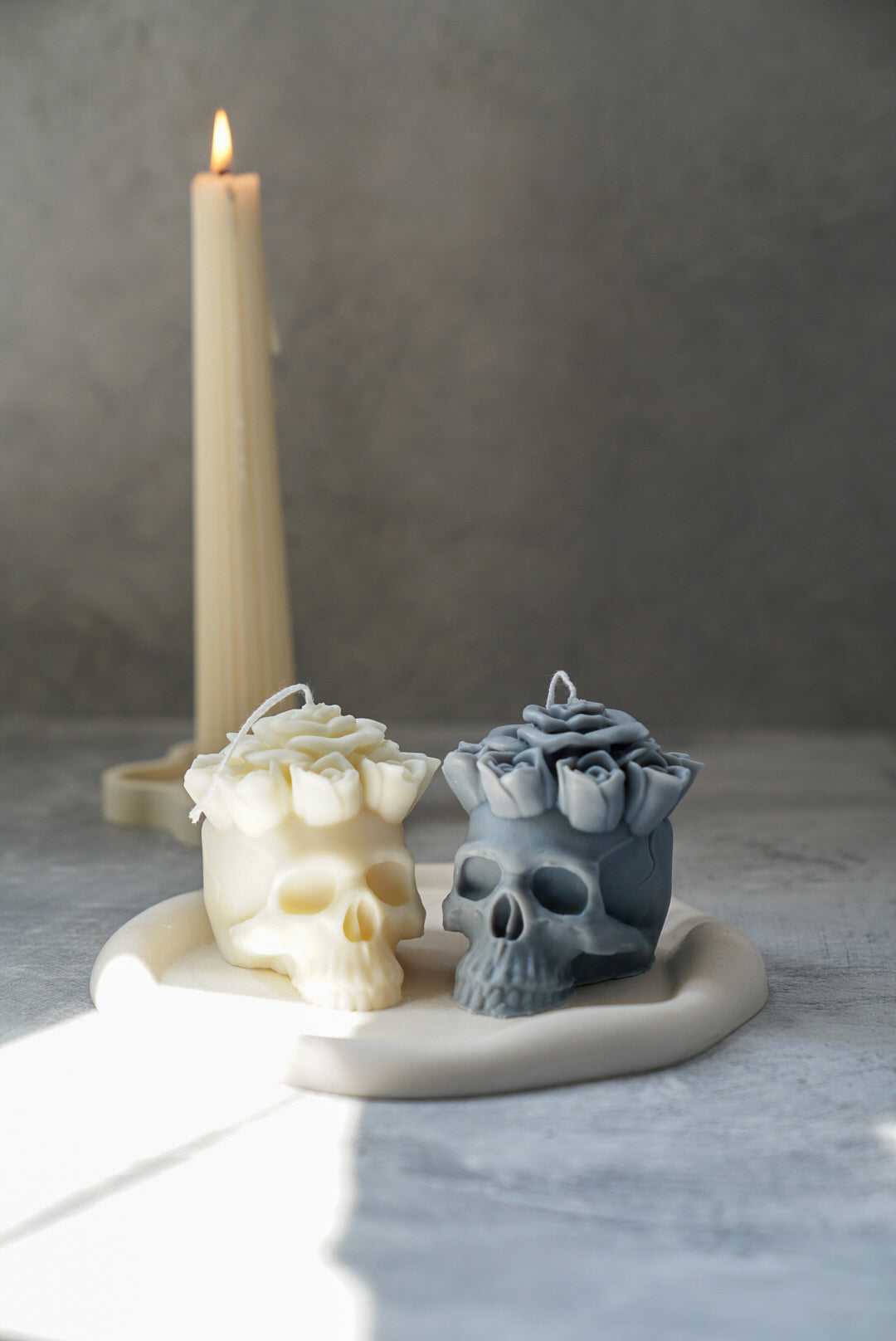 Rose Skull Candle