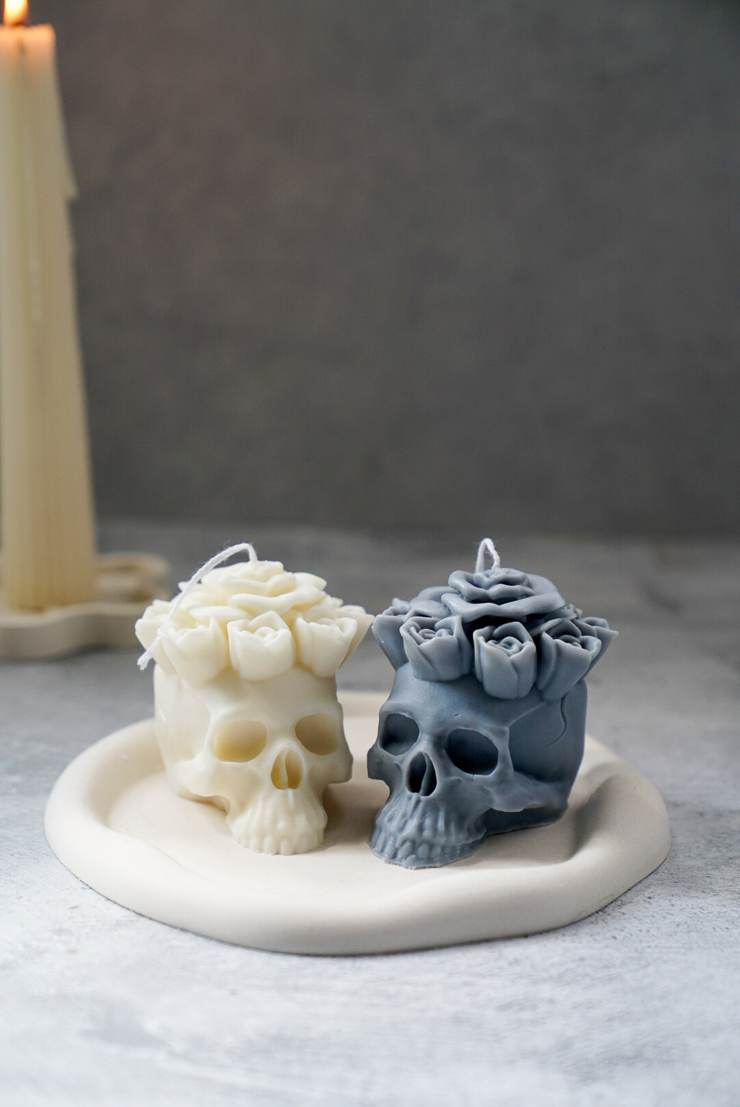 Rose Skull Candle