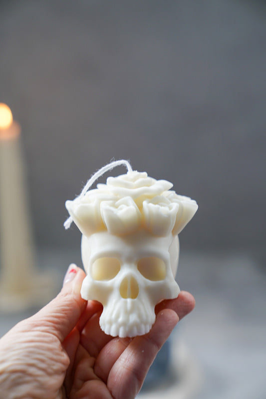 Rose Skull Candle