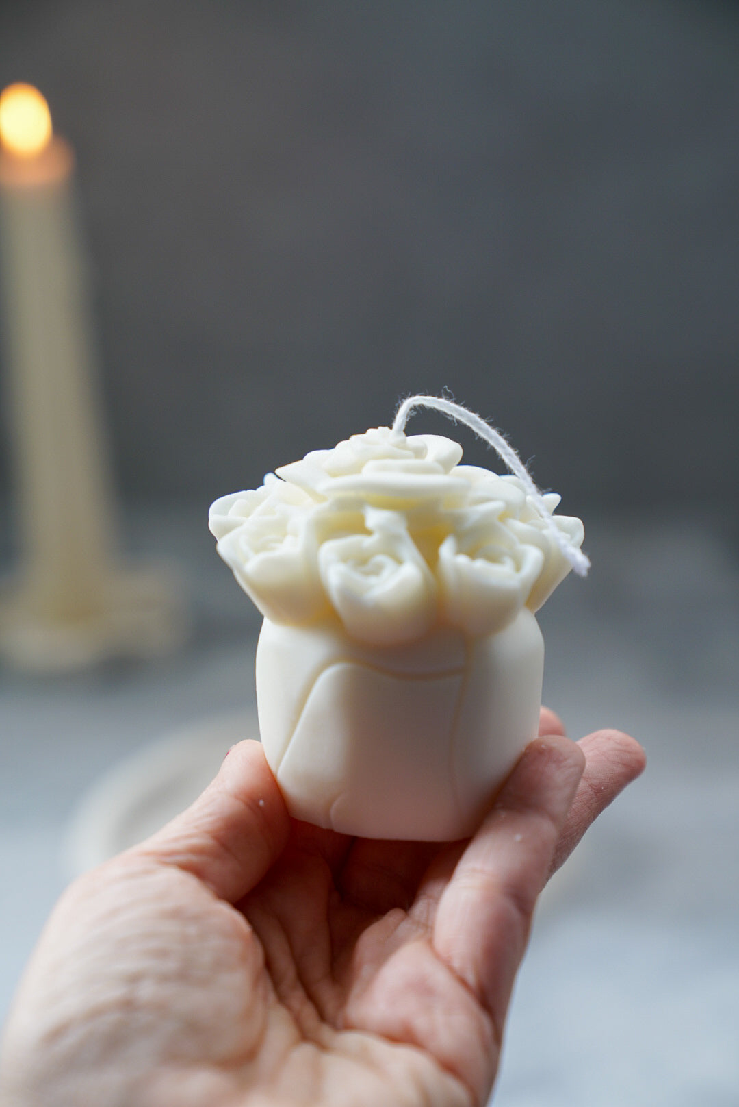 Rose Skull Candle