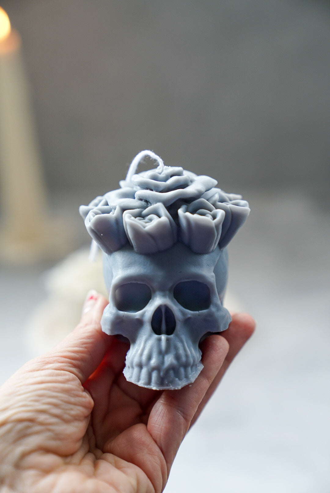 Rose Skull Candle