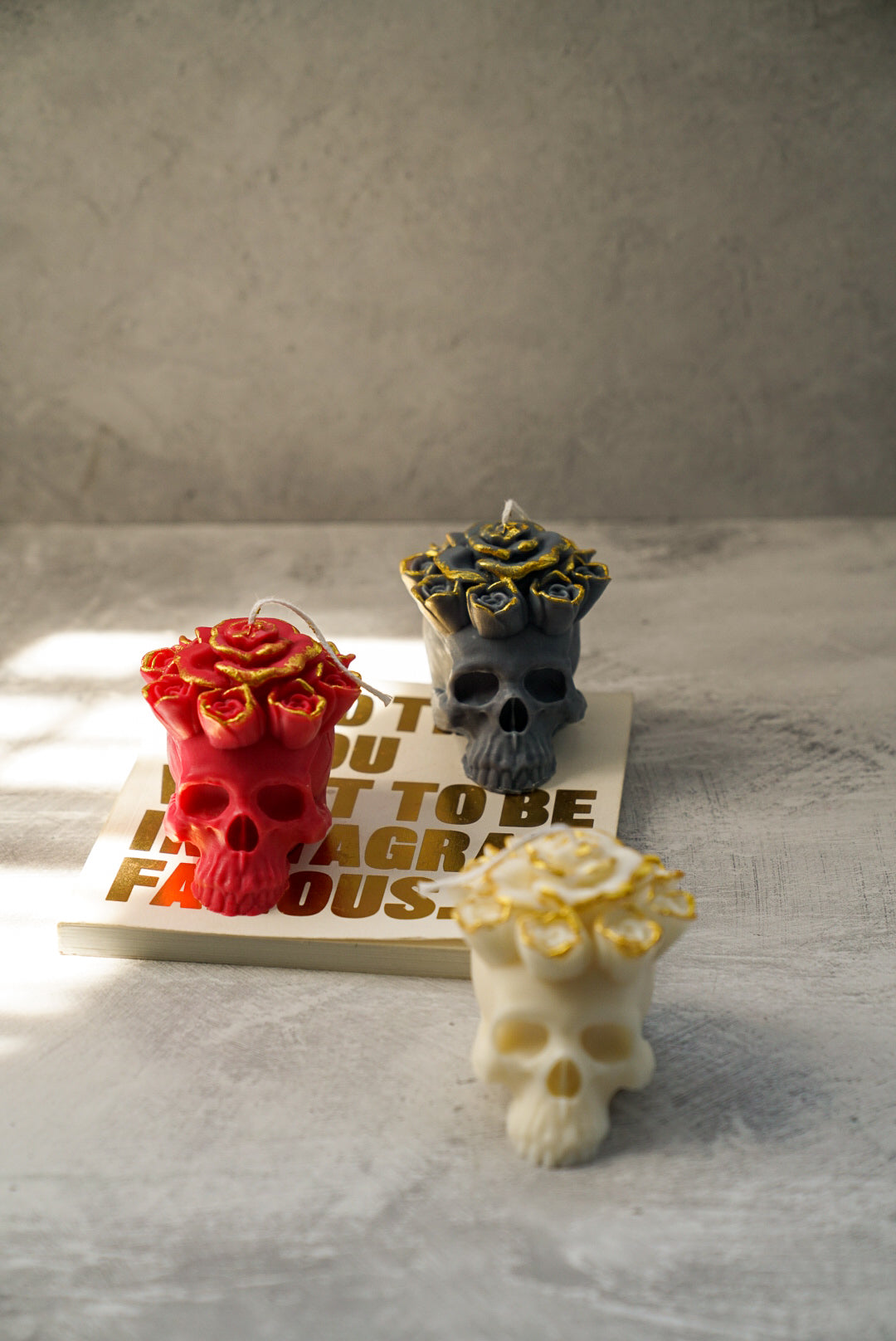 Rose Skull Candle