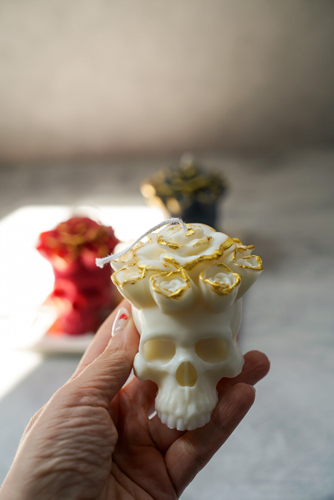 Rose Skull Candle