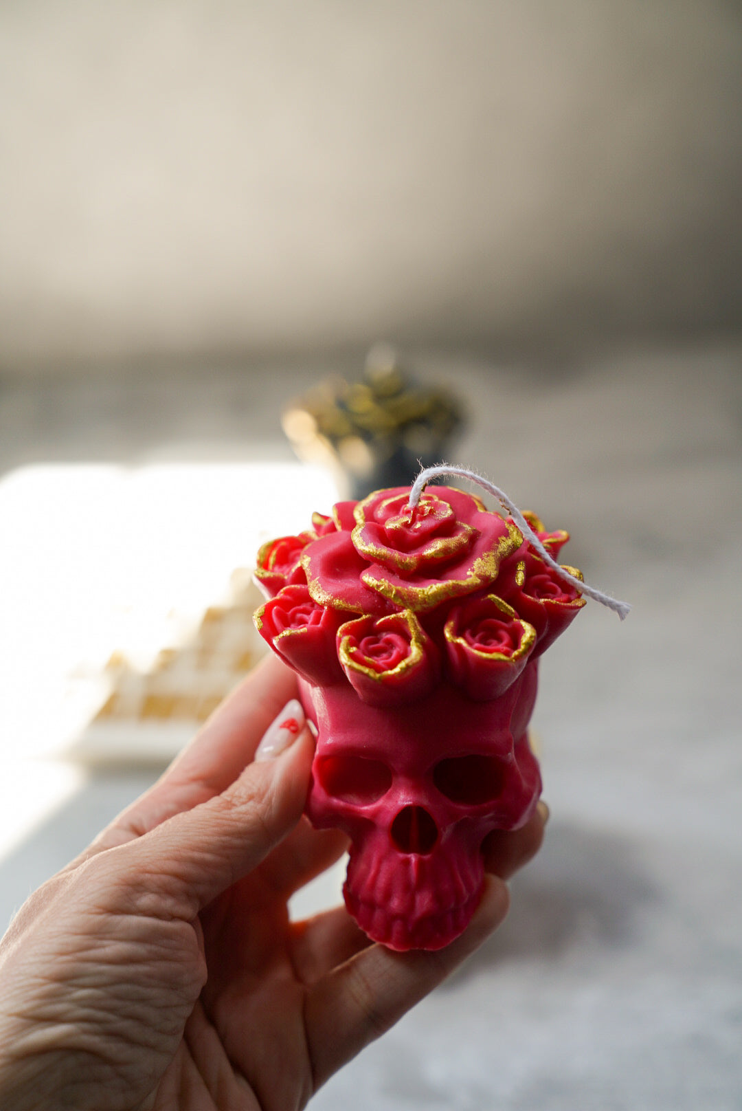 Rose Skull Candle