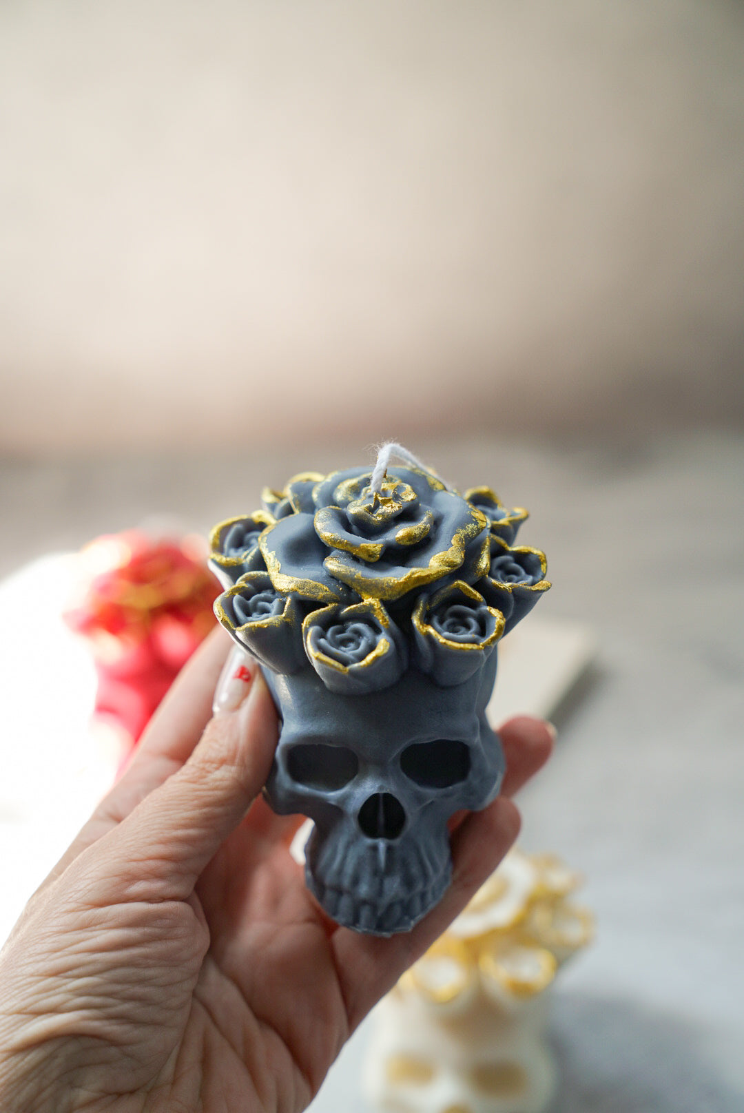 Rose Skull Candle