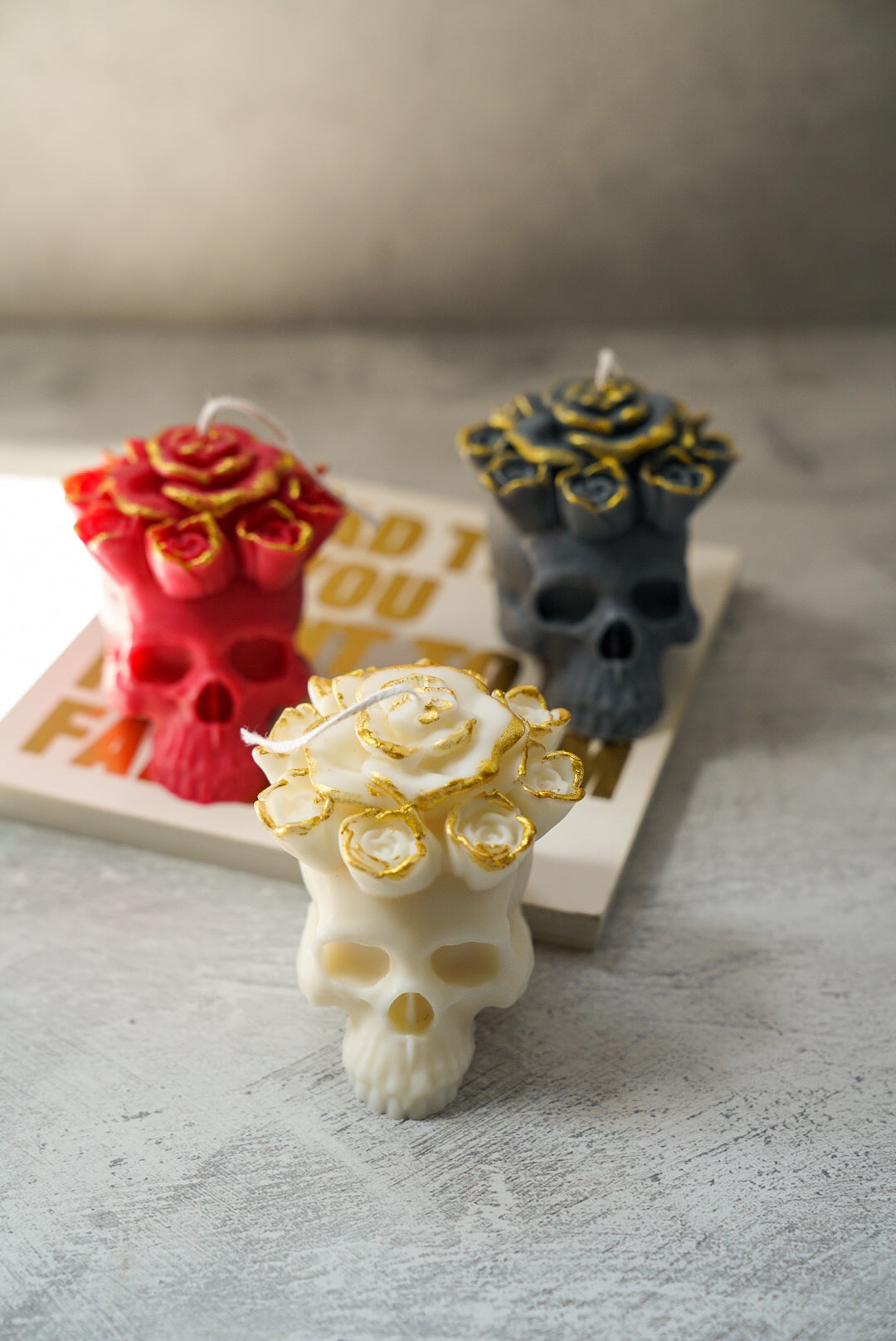 Rose Skull Candle