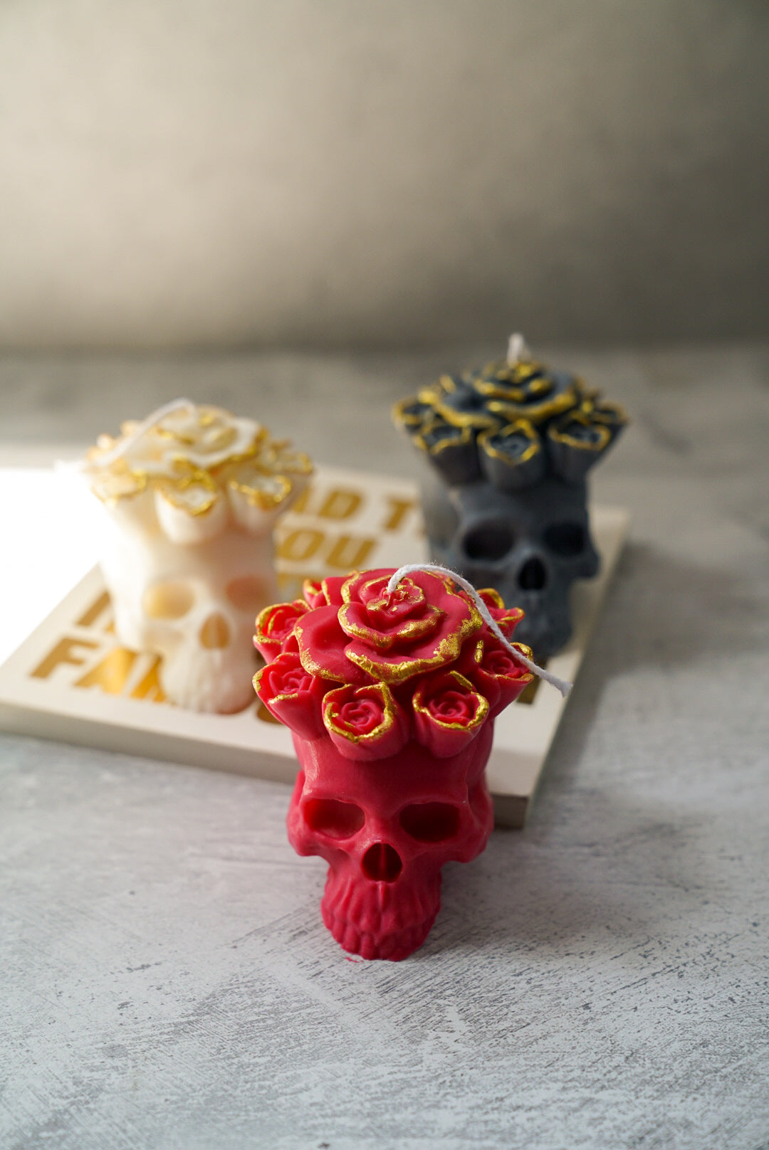 Rose Skull Candle