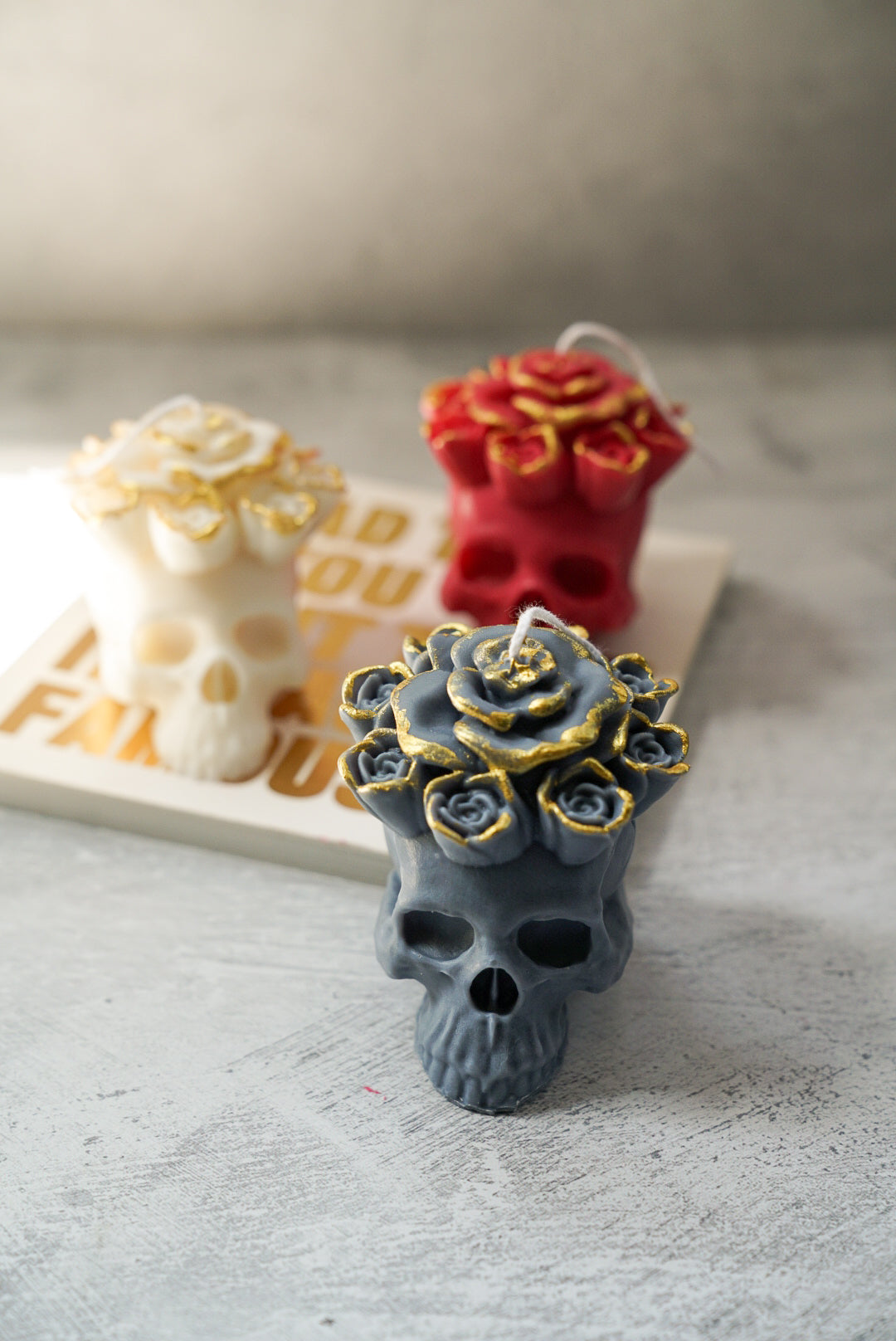 Rose Skull Candle