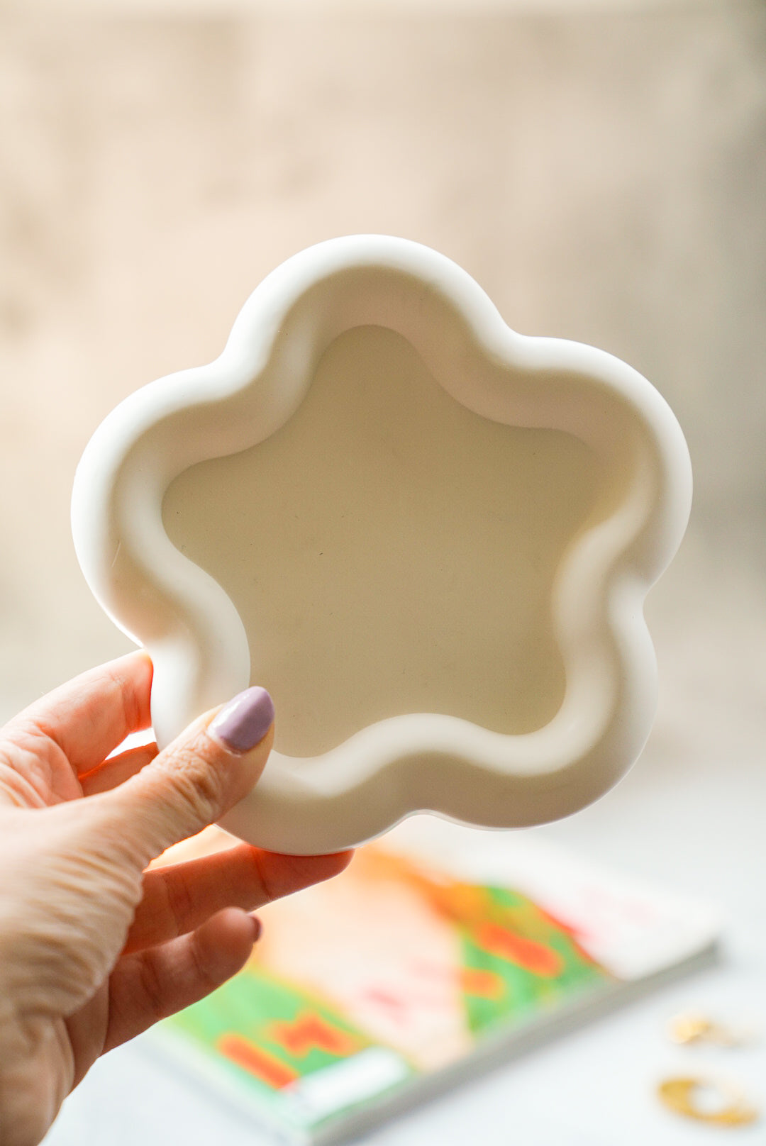 Holding Flower Shaped Trinket Tray