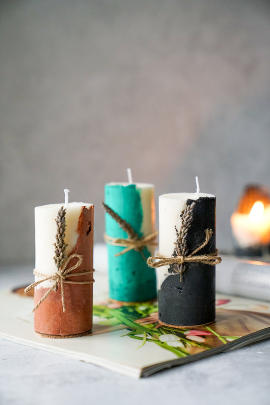 Brown and Black Concrete Soy Wax Candles With Lavender Scented