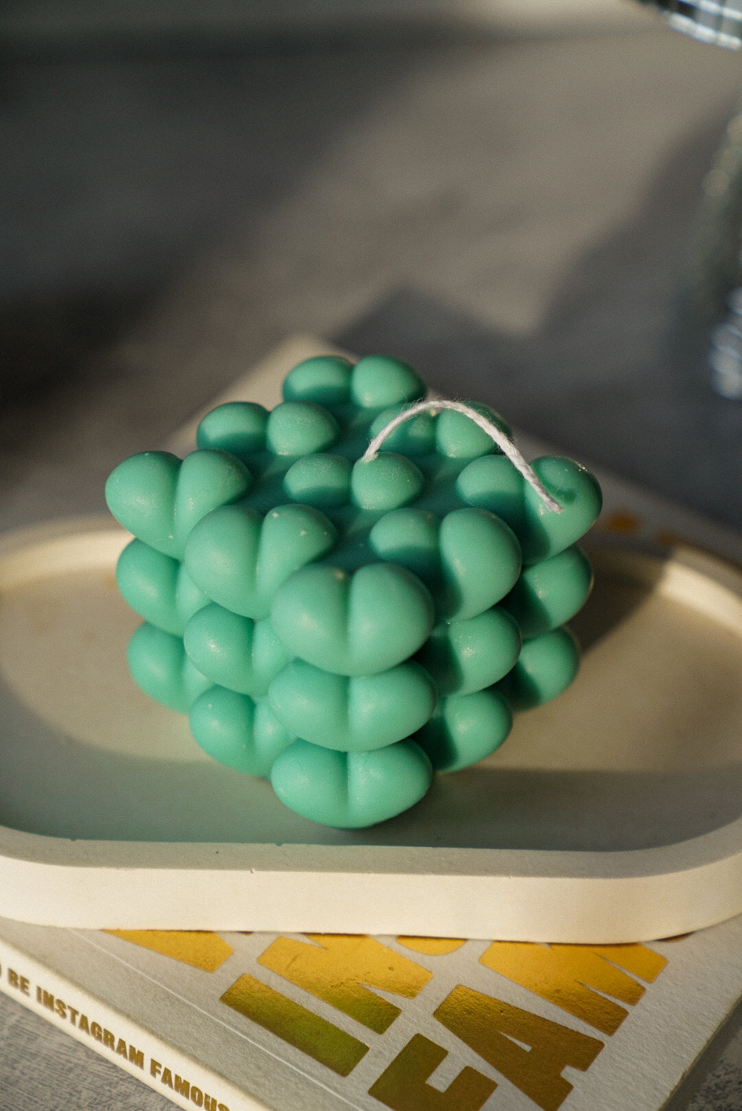 Green Heart Cube Candle