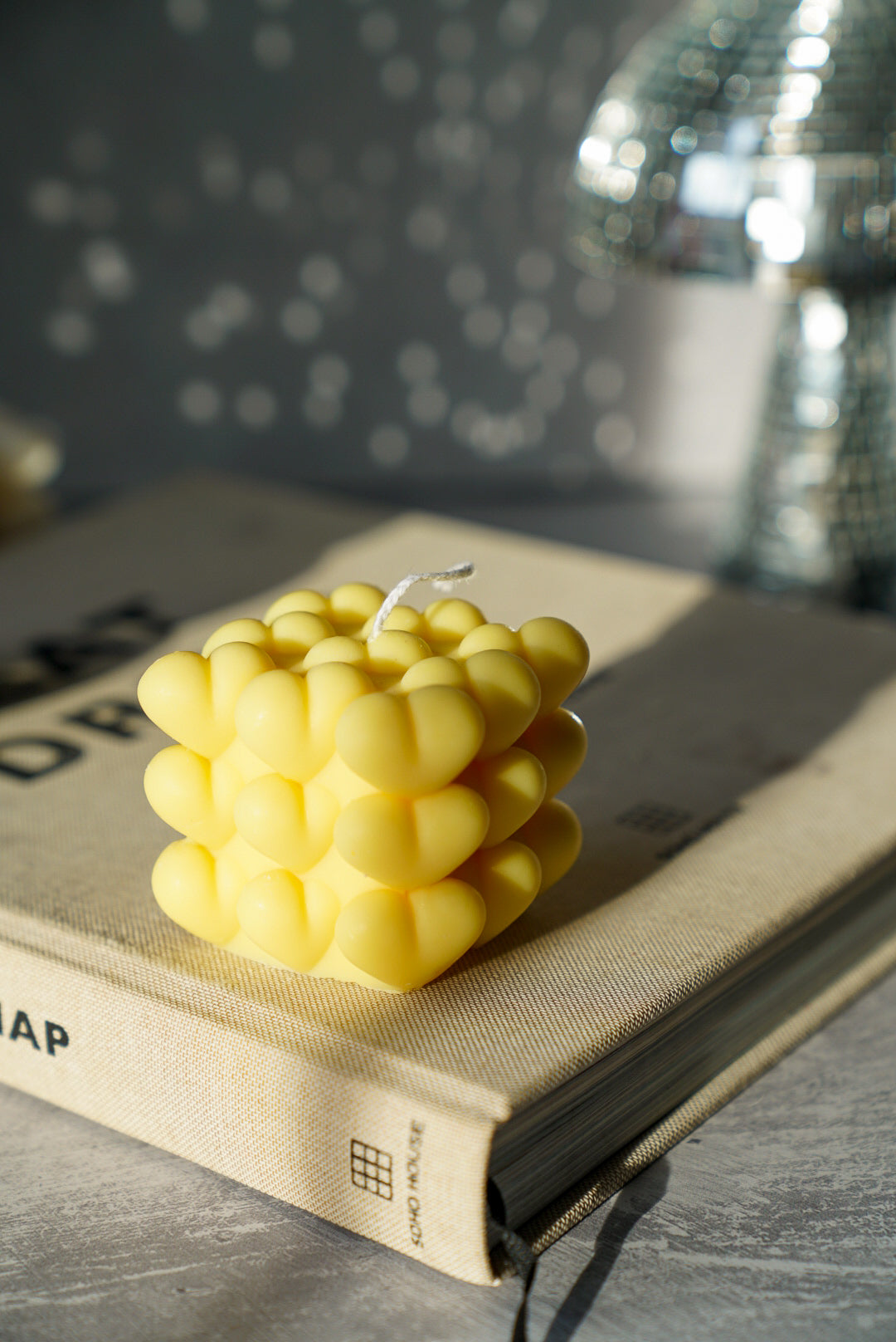 Yellow Heart Cube Candle