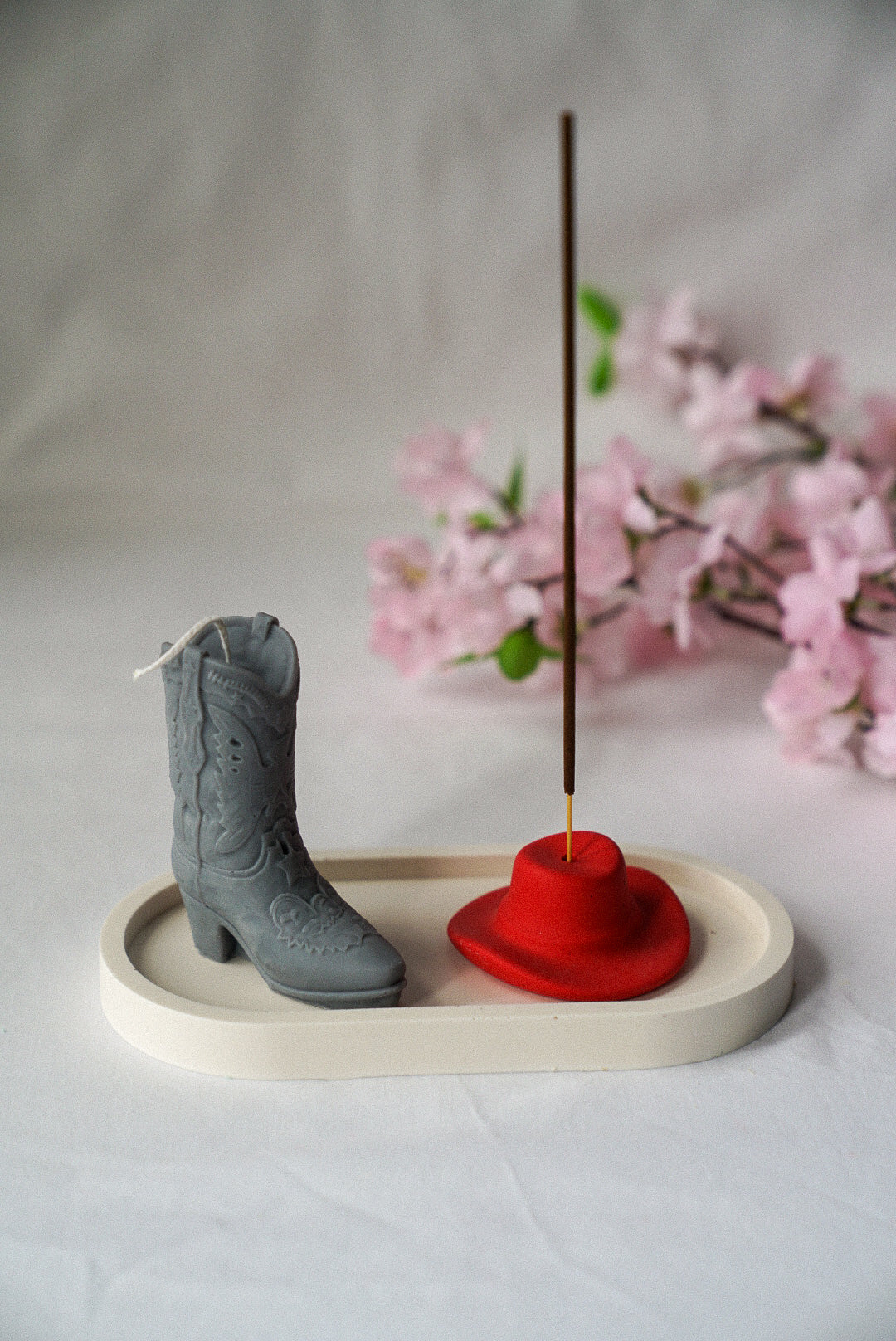 Cowboy Boot Candle and Cowboy Hat Incense Holder Gift Set