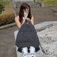 Grey Handcrafted Boho Tote Bag