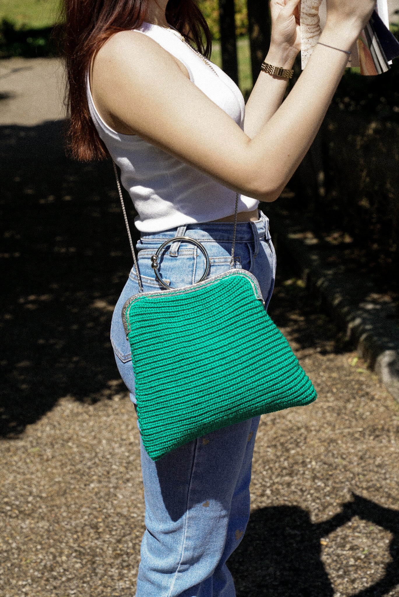 Green Handcrafted Day and Night Bag