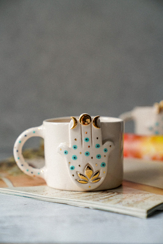 Hamsa Hand - Evil Eye Ceramic Coffee / Tea Cup