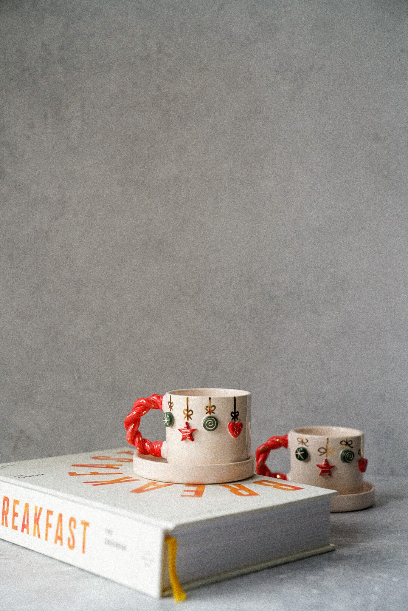 Set Of Christmas Ceramic Espresso Cup With Saucer