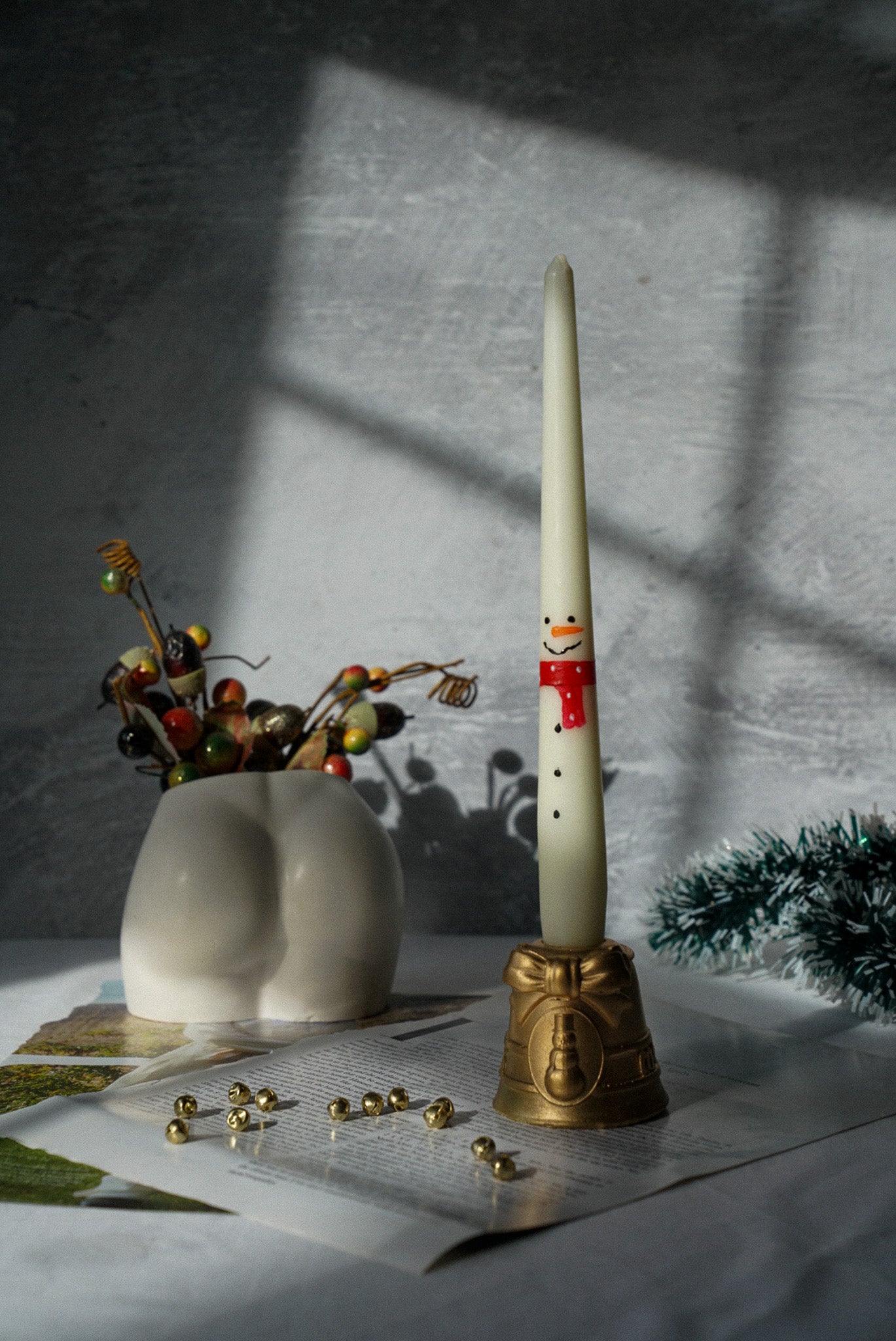 Hand Painted Snowman Taper Candles