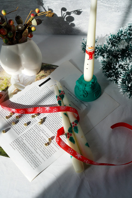 Festive Hand Painted Taper Candles