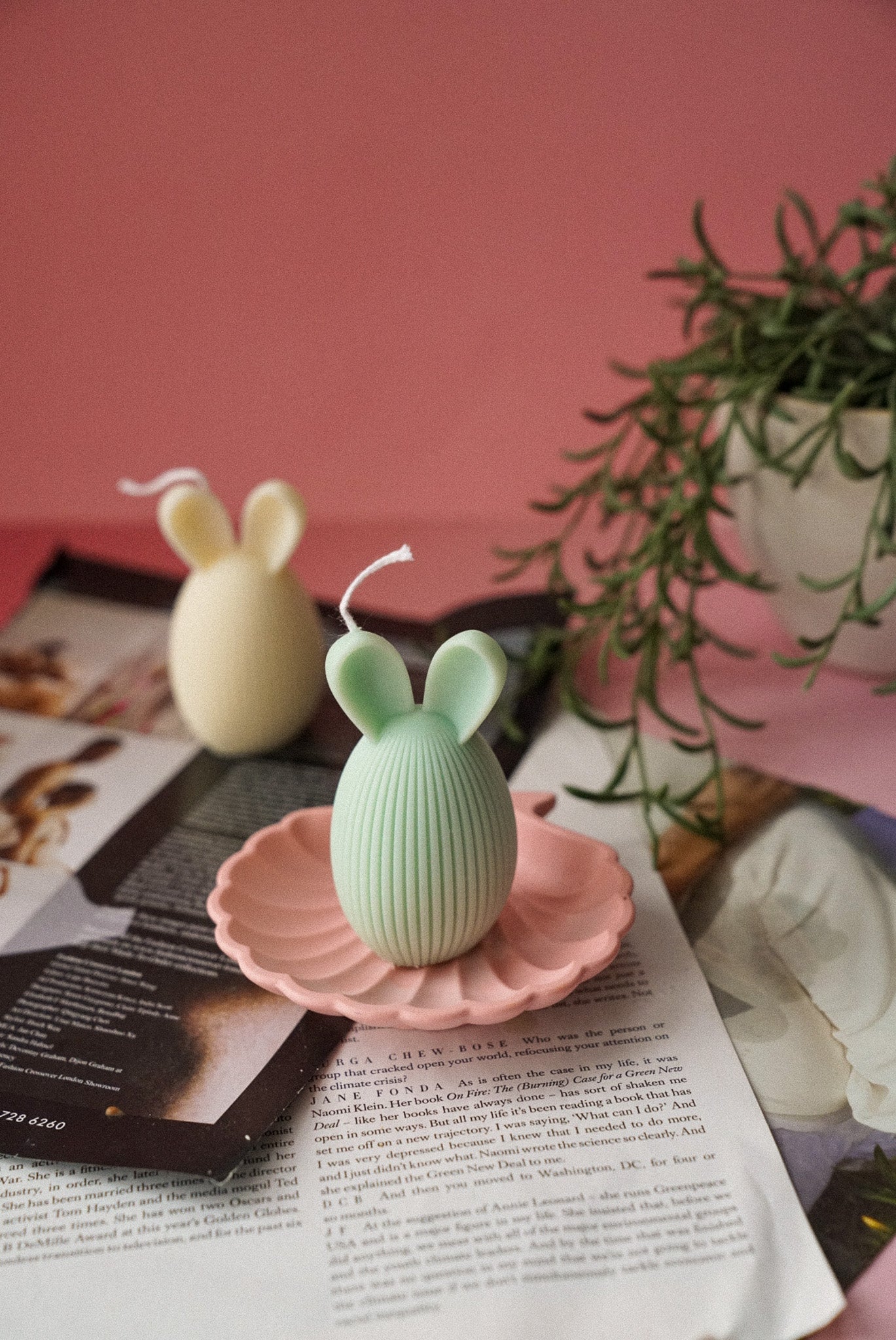 Stripy Easter Bunny Candle