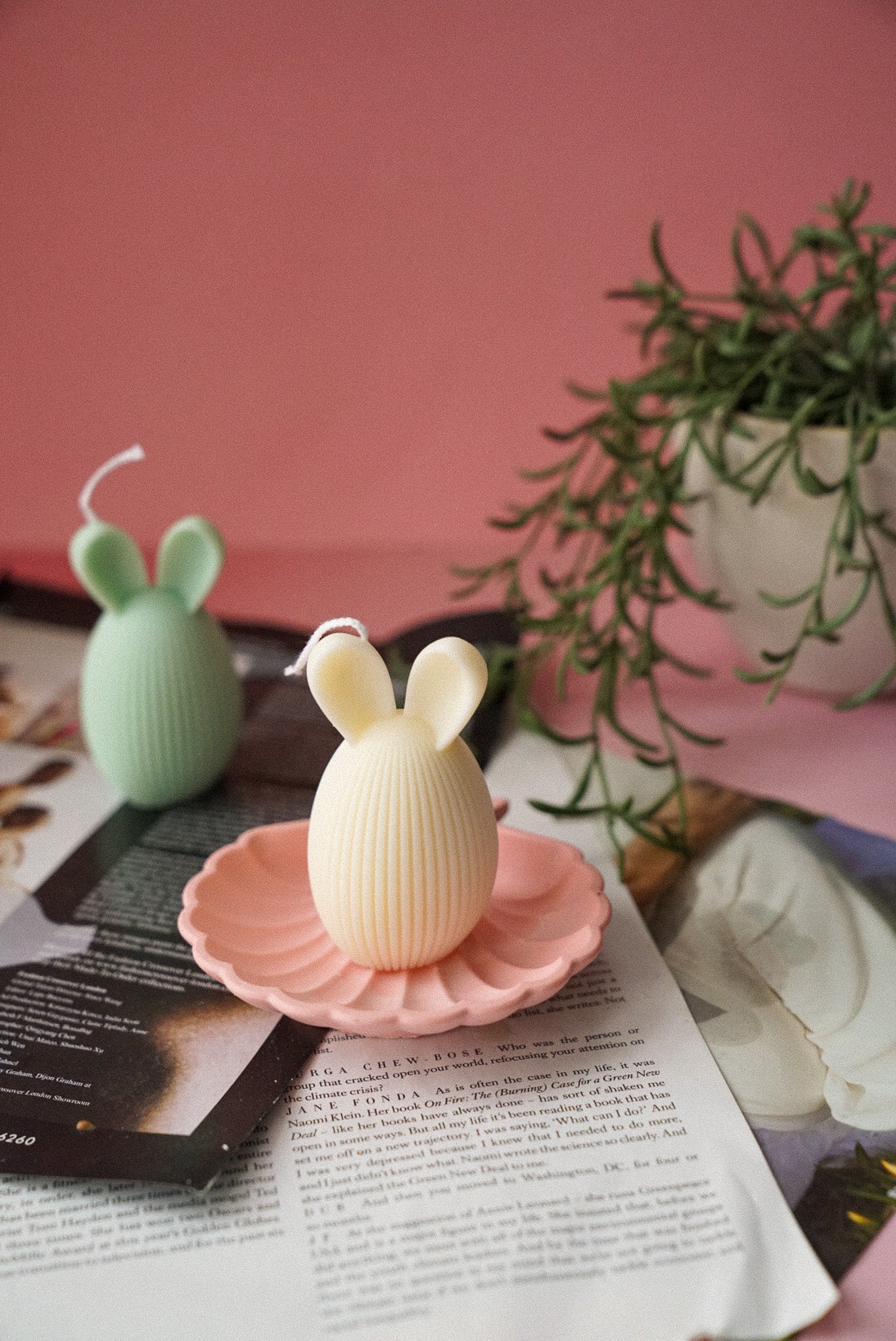 Stripy Easter Bunny Candle