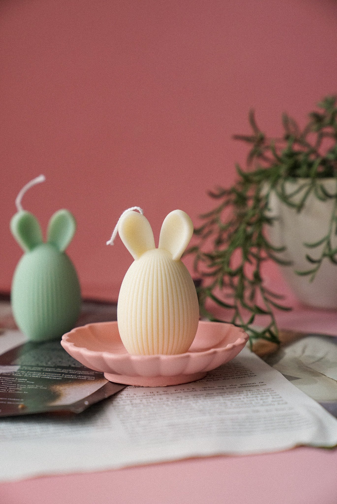 Stripy Easter Bunny Candle