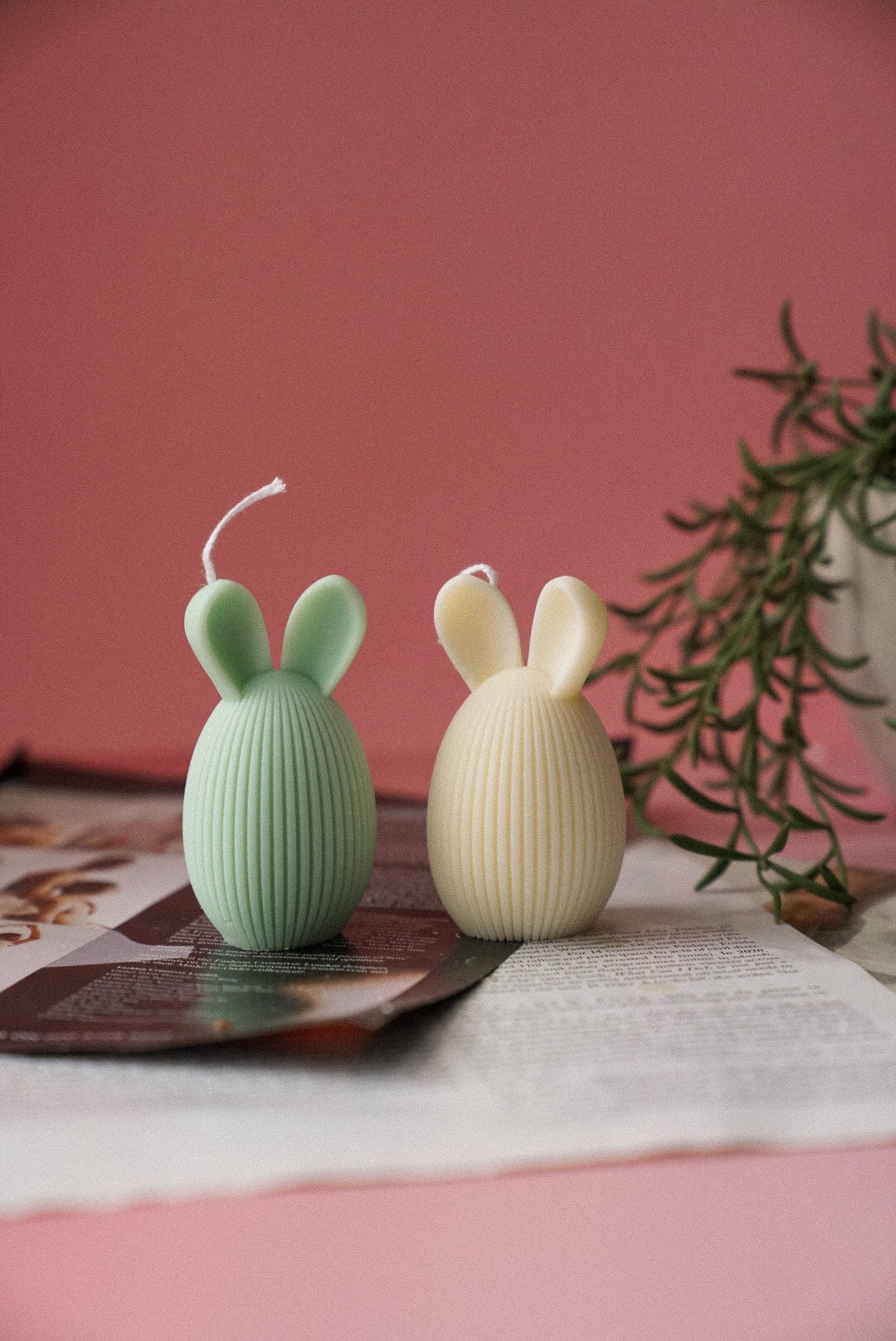 Stripy Easter Bunny Candle