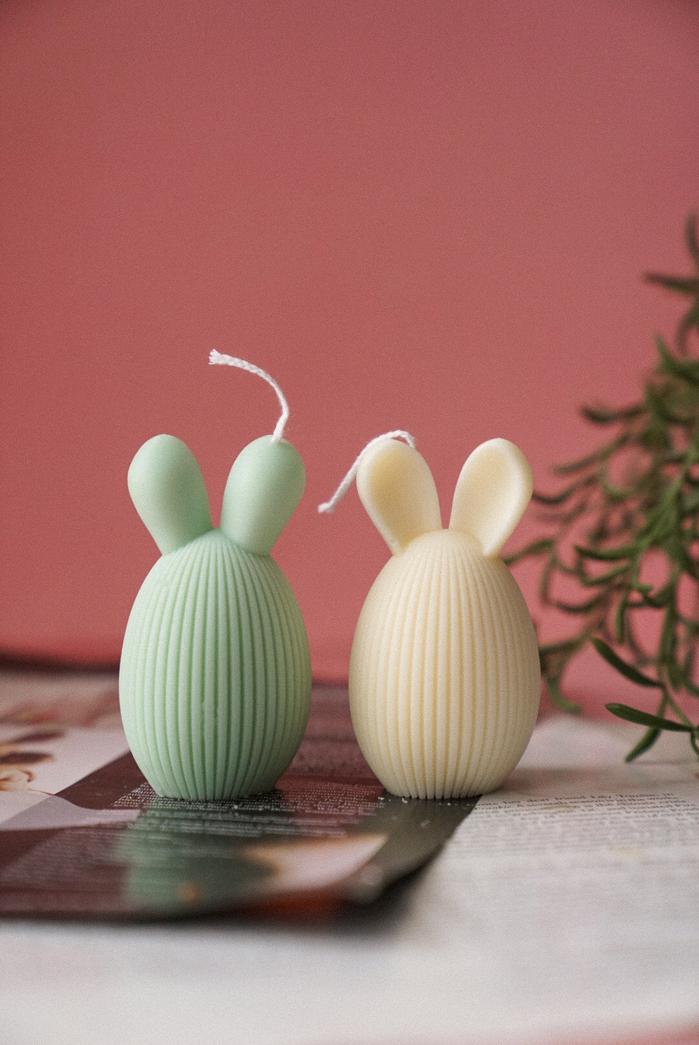 Stripy Easter Bunny Candle