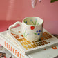 Hand Painted Fruity Ceramic Coffee Cup With Heart Handle / Tea  Mug