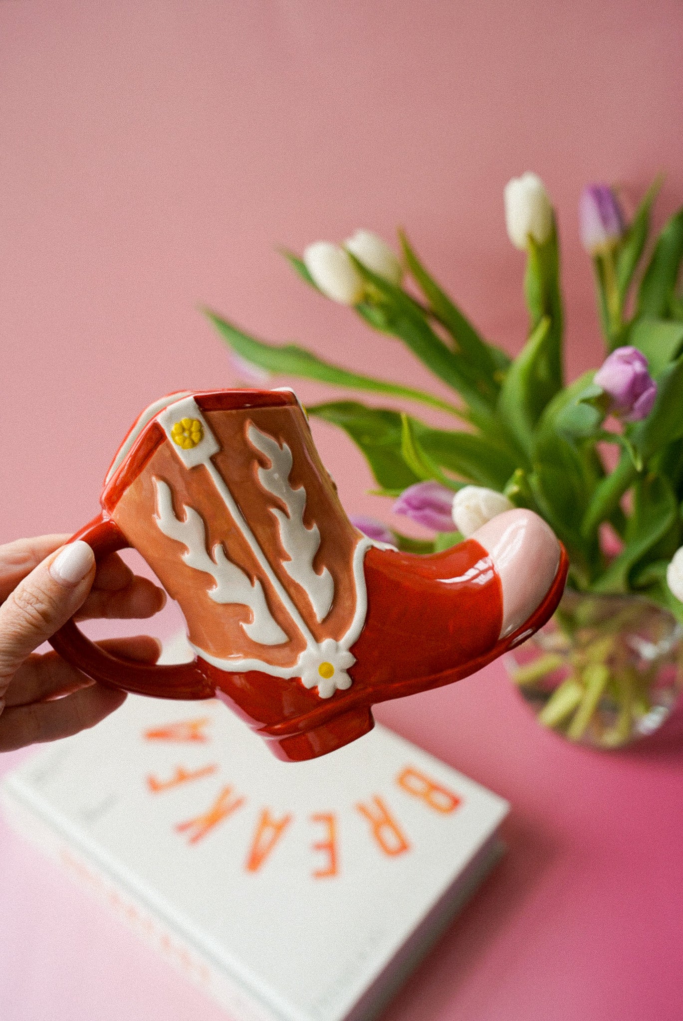 Pink Cowboy Boot Shaped Mug